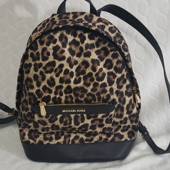 michael kors leopard backpack